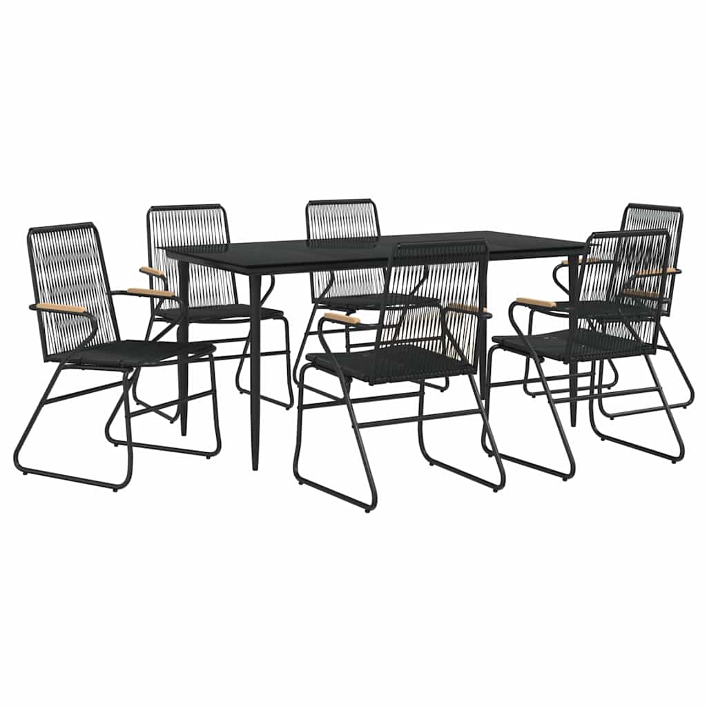 7 részes fekete PVC rattan kerti étkezőgarnitúra 3