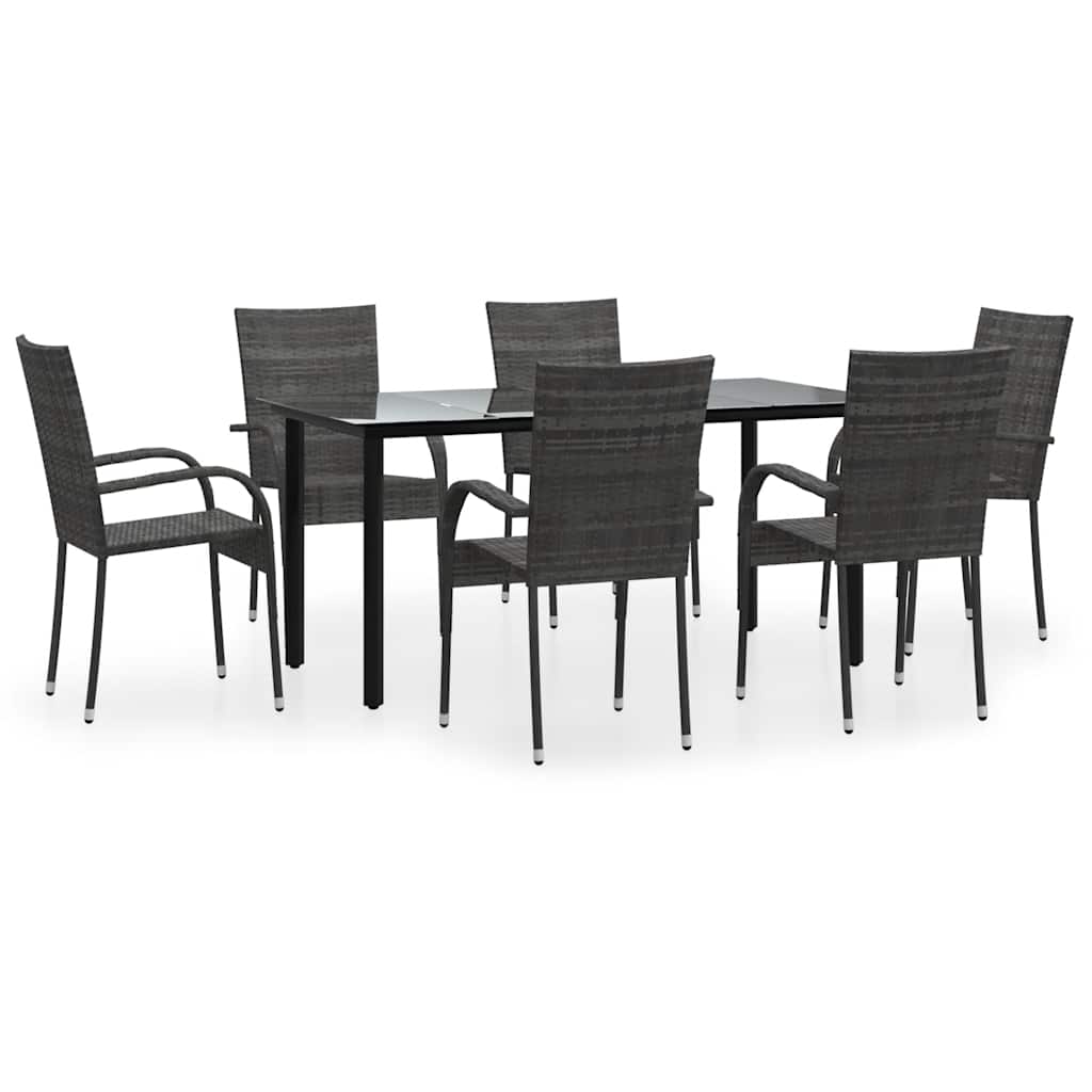 7 részes szürke polyrattan kerti étkezőgarnitúra 2