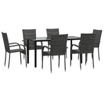 7 részes szürke polyrattan kerti étkezőgarnitúra 3