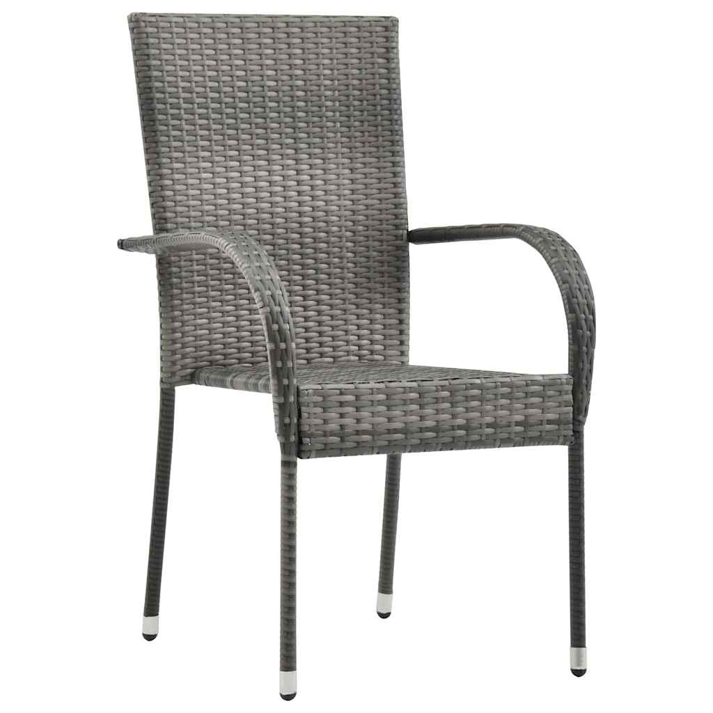 7 részes szürke polyrattan kerti étkezőgarnitúra 5