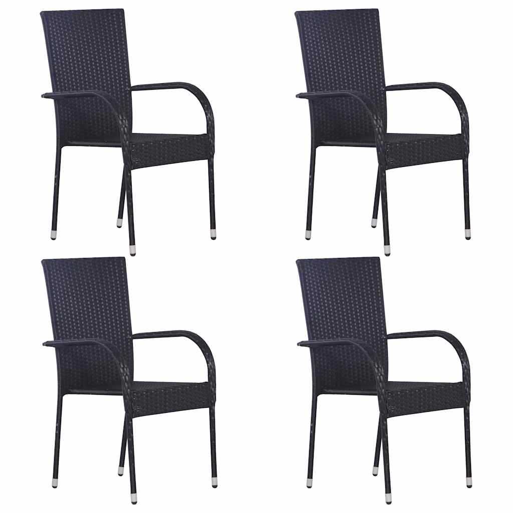 5 részes fekete polyrattan kerti étkezőgarnitúra 4