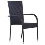 5 részes fekete polyrattan kerti étkezőgarnitúra 5