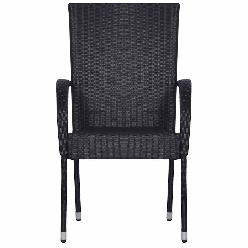 5 részes fekete polyrattan kerti étkezőgarnitúra 6