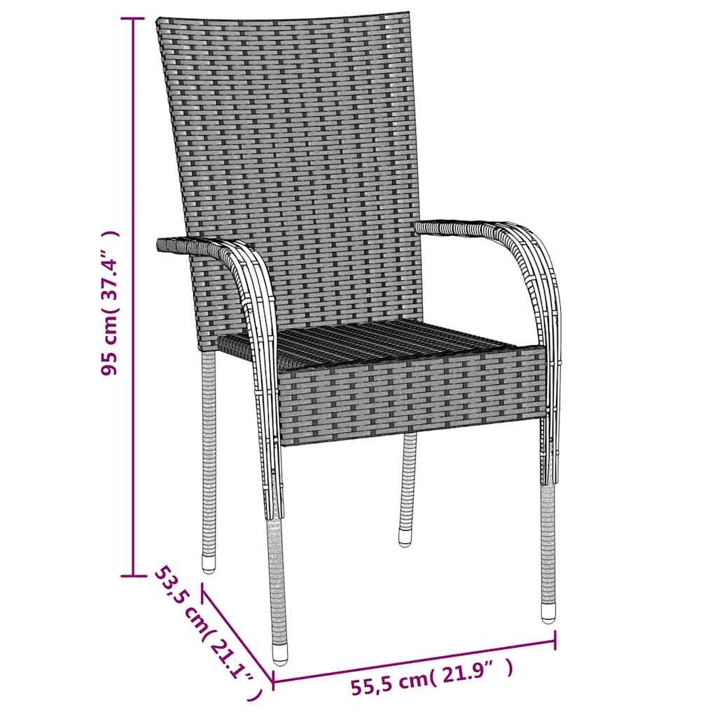 5 részes fekete polyrattan kerti étkezőgarnitúra 11