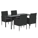 5 részes fekete polyrattan kerti étkezőgarnitúra párnákkal 3