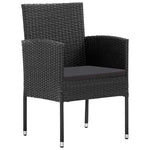 5 részes fekete polyrattan kerti étkezőgarnitúra párnákkal 5