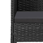 5 részes fekete polyrattan kerti étkezőgarnitúra párnákkal 6