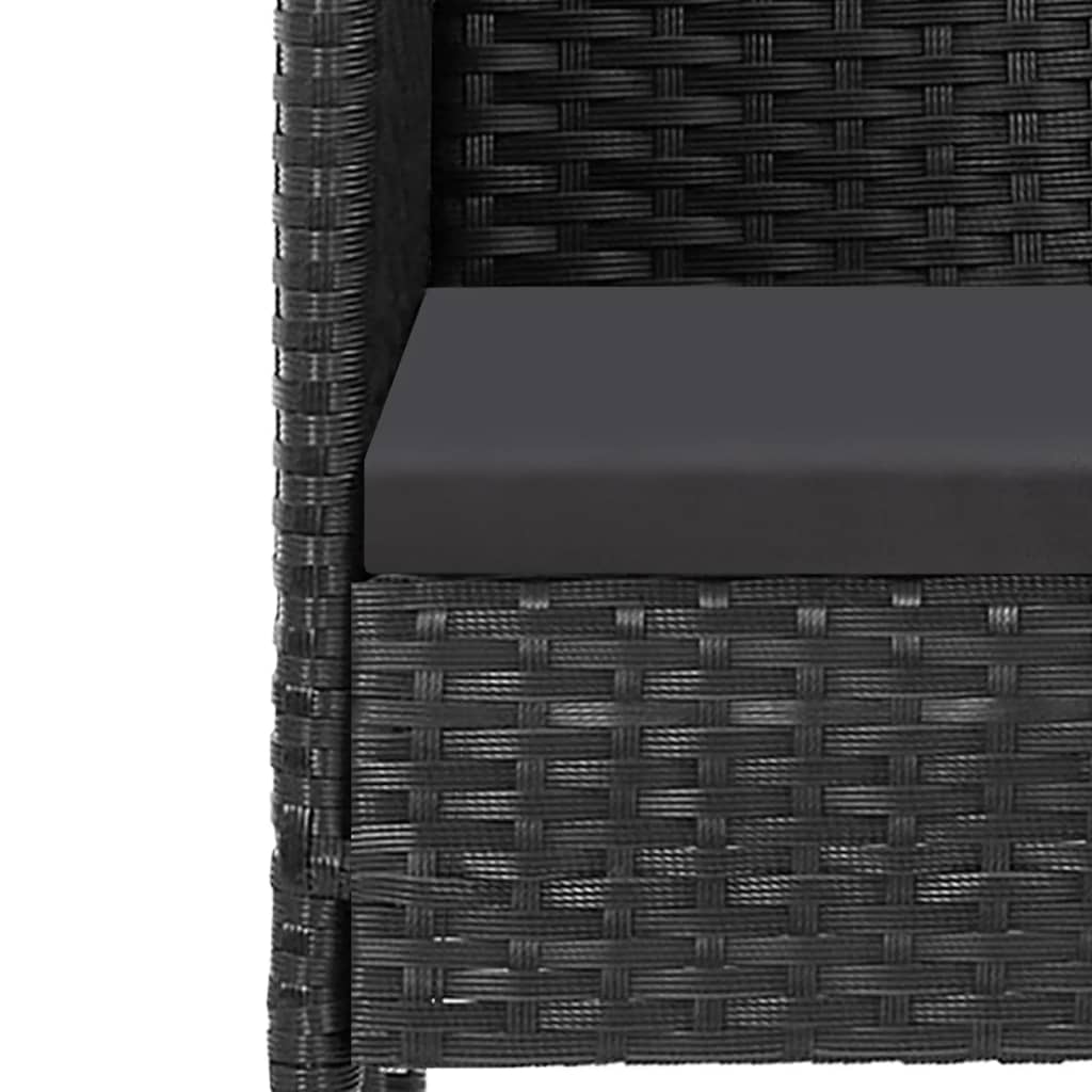 5 részes fekete polyrattan kerti étkezőgarnitúra párnákkal 6