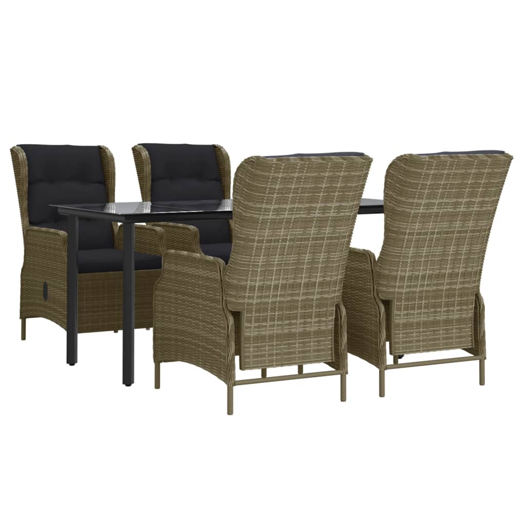 5 részes barna polyrattan kerti étkezőgarnitúra 3