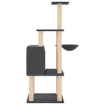 Sötétszürke macskabútor szizál kaparófákkal 132 cm 4