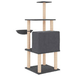 Sötétszürke macskabútor szizál kaparófákkal 132 cm 5