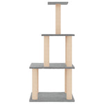 Világosszürke macskabútor szizál kaparófákkal 111 cm 3