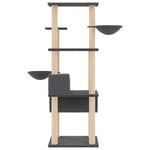 Sötétszürke macskabútor szizál kaparófákkal 141 cm 4