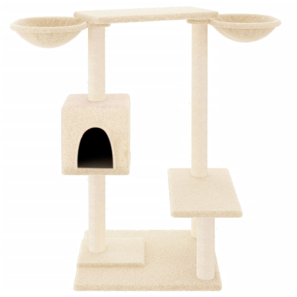 Krémszínű macskabútor szizál kaparófákkal 82 cm 3