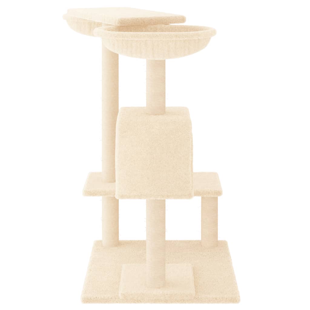 Krémszínű macskabútor szizál kaparófákkal 82 cm 4