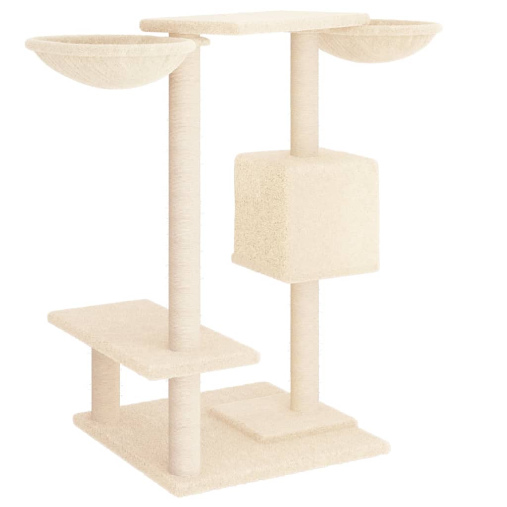 Krémszínű macskabútor szizál kaparófákkal 82 cm 5