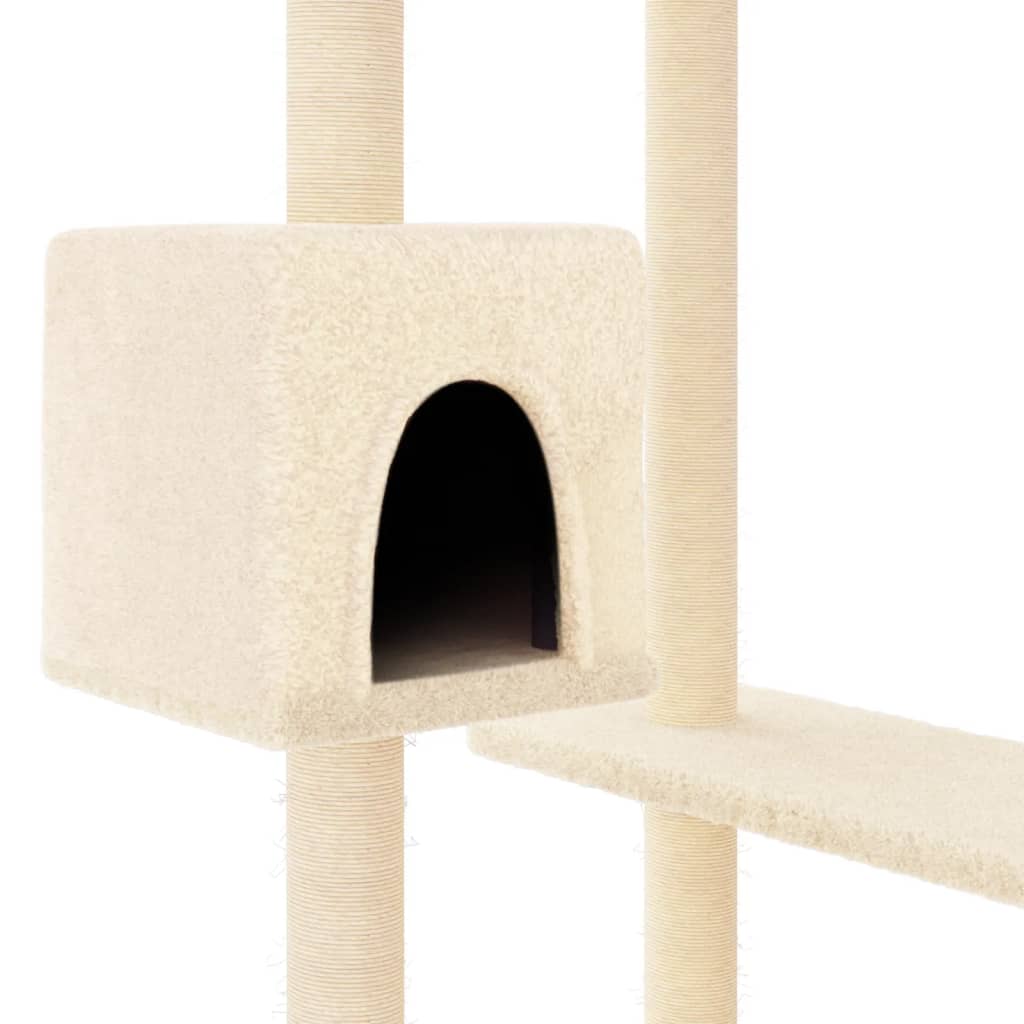 Krémszínű macskabútor szizál kaparófákkal 82 cm 6