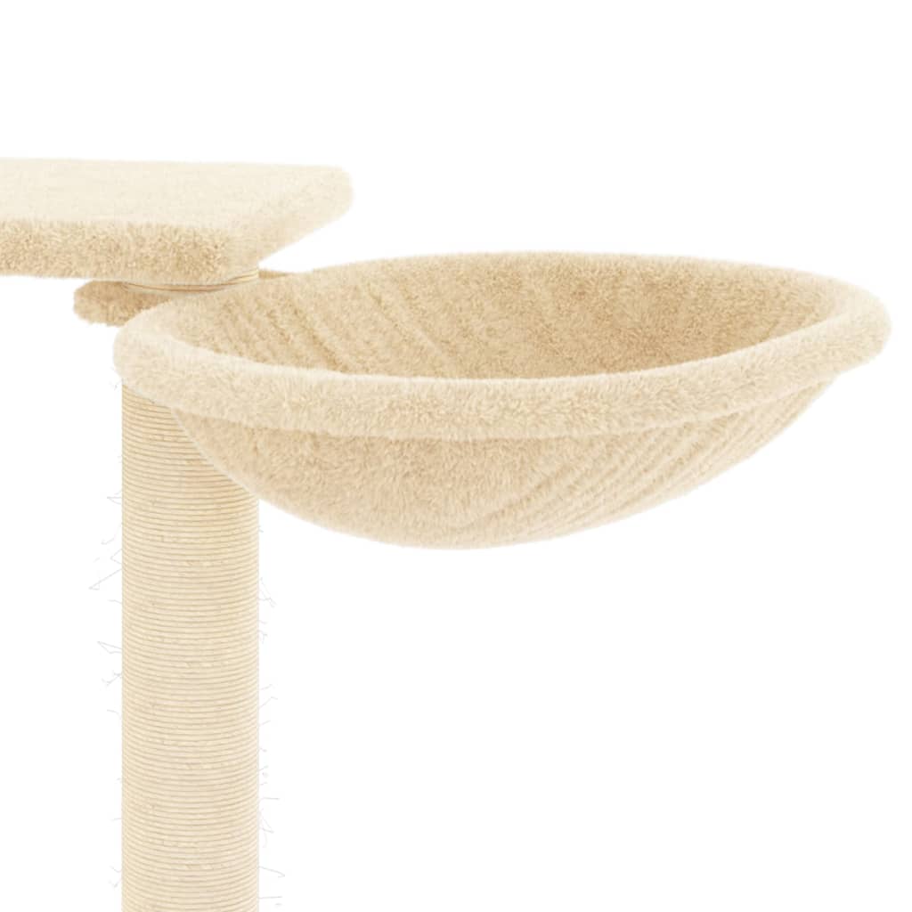 Krémszínű macskabútor szizál kaparófákkal 82 cm 7