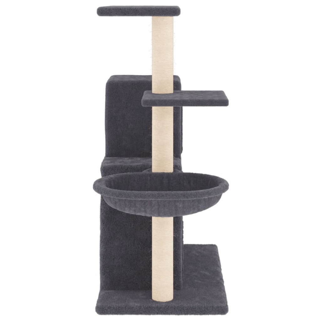 Sötétszürke macskabútor szizál kaparófákkal 83 cm 4