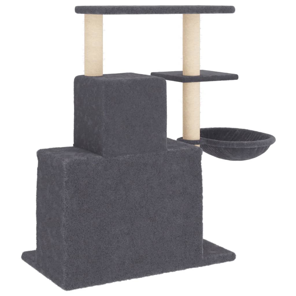 Sötétszürke macskabútor szizál kaparófákkal 83 cm 5