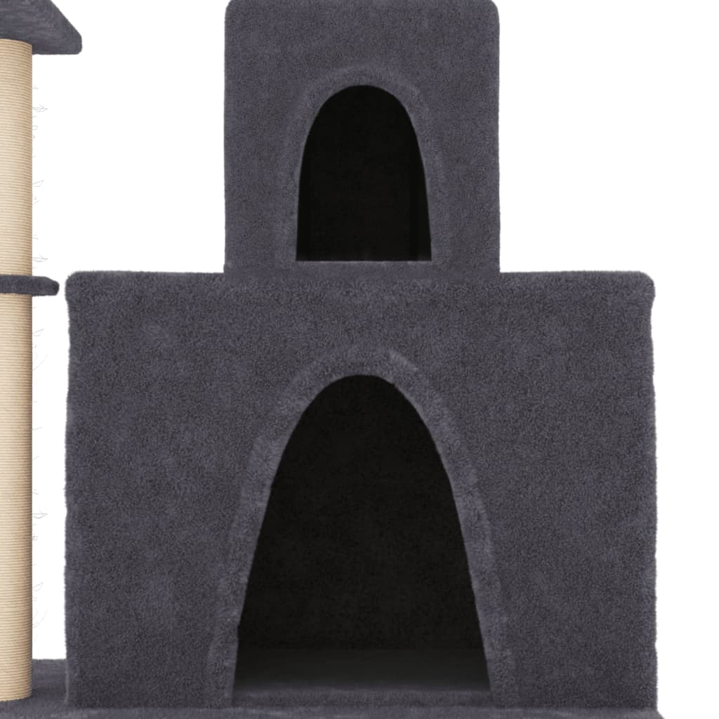 Sötétszürke macskabútor szizál kaparófákkal 83 cm 6