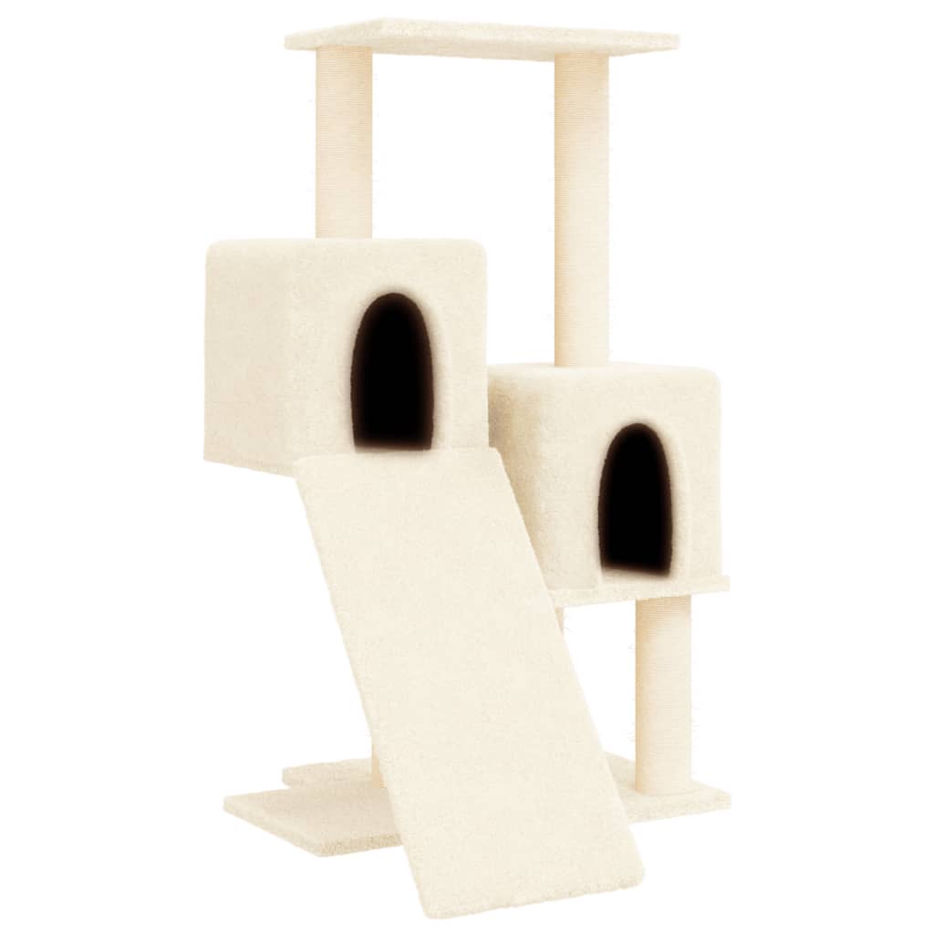 Krémszínű macskabútor szizál kaparófákkal 82 cm 2