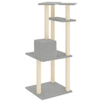 Világosszürke macskabútor szizál kaparófákkal 123 cm 5