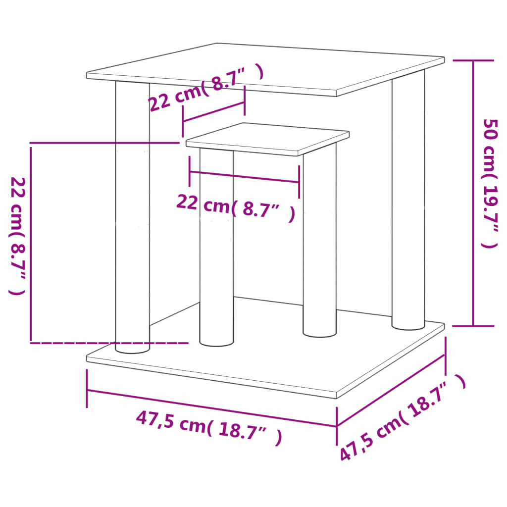 Sötétszürke macskakaparófa emelvényekkel 50 cm 6