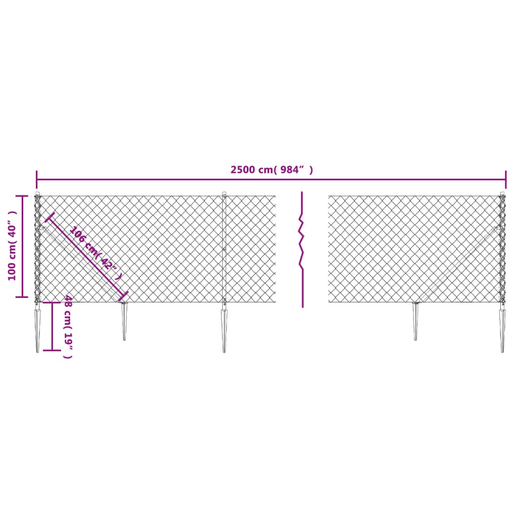 Antracitszürke drótkerítés cövekekkel 1 x 25 m 5