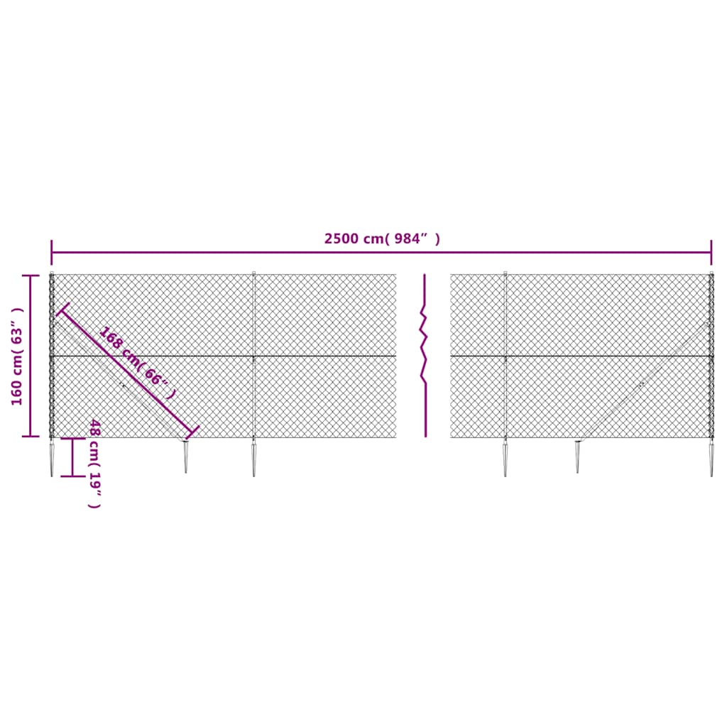 Antracitszürke drótkerítés cövekekkel 1,6 x 25 m 6
