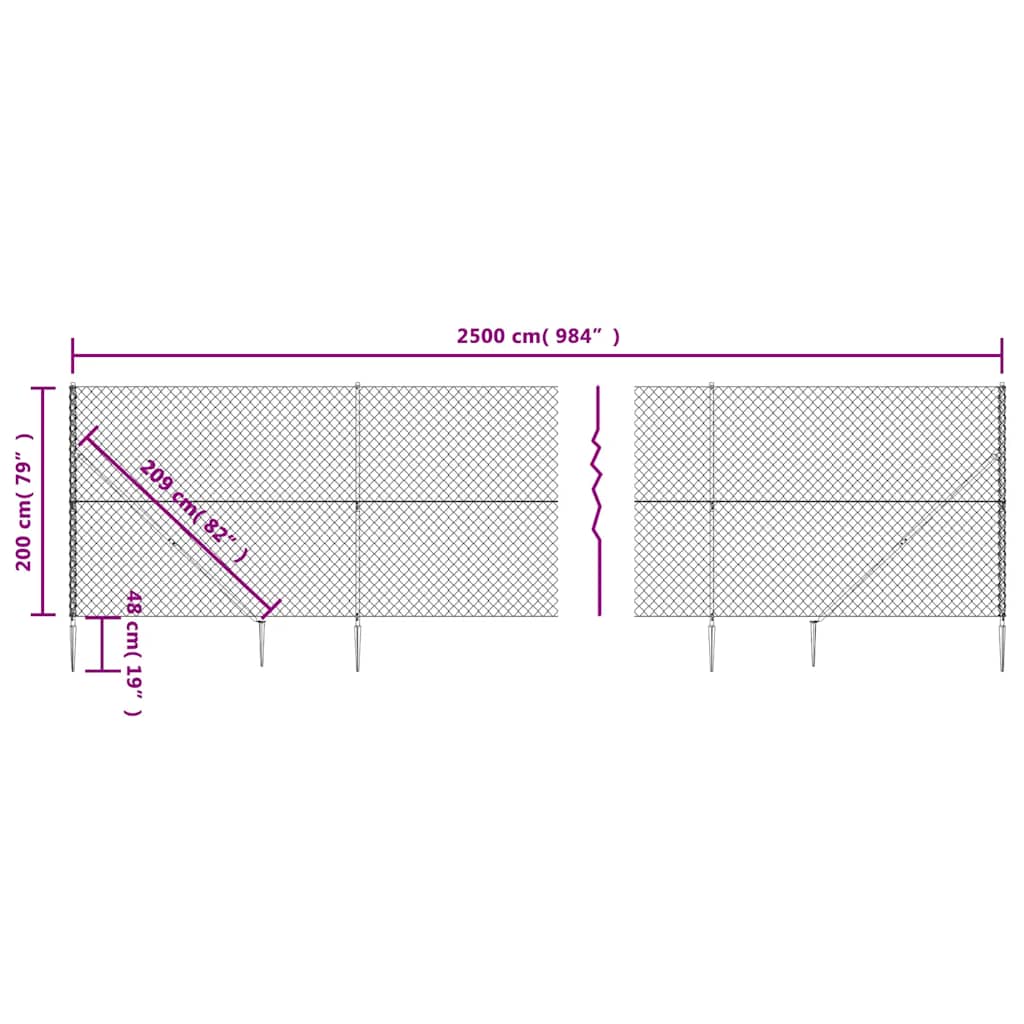 Antracitszürke drótkerítés cövekekkel 2 x 25 m 6