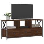 Barna tölgyszínű szerelt fa és vas TV-szekrény 102x33x45 cm 7