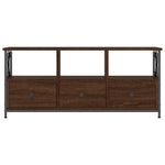 Barna tölgyszínű szerelt fa és vas TV-szekrény 102x33x45 cm 3