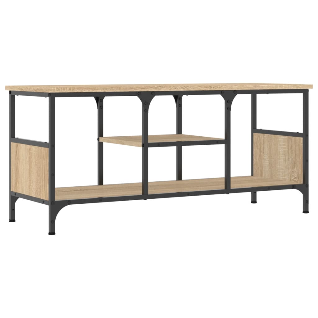 Sonoma tölgy színű szerelt fa és vas TV-szekrény 100x35x45 cm 2