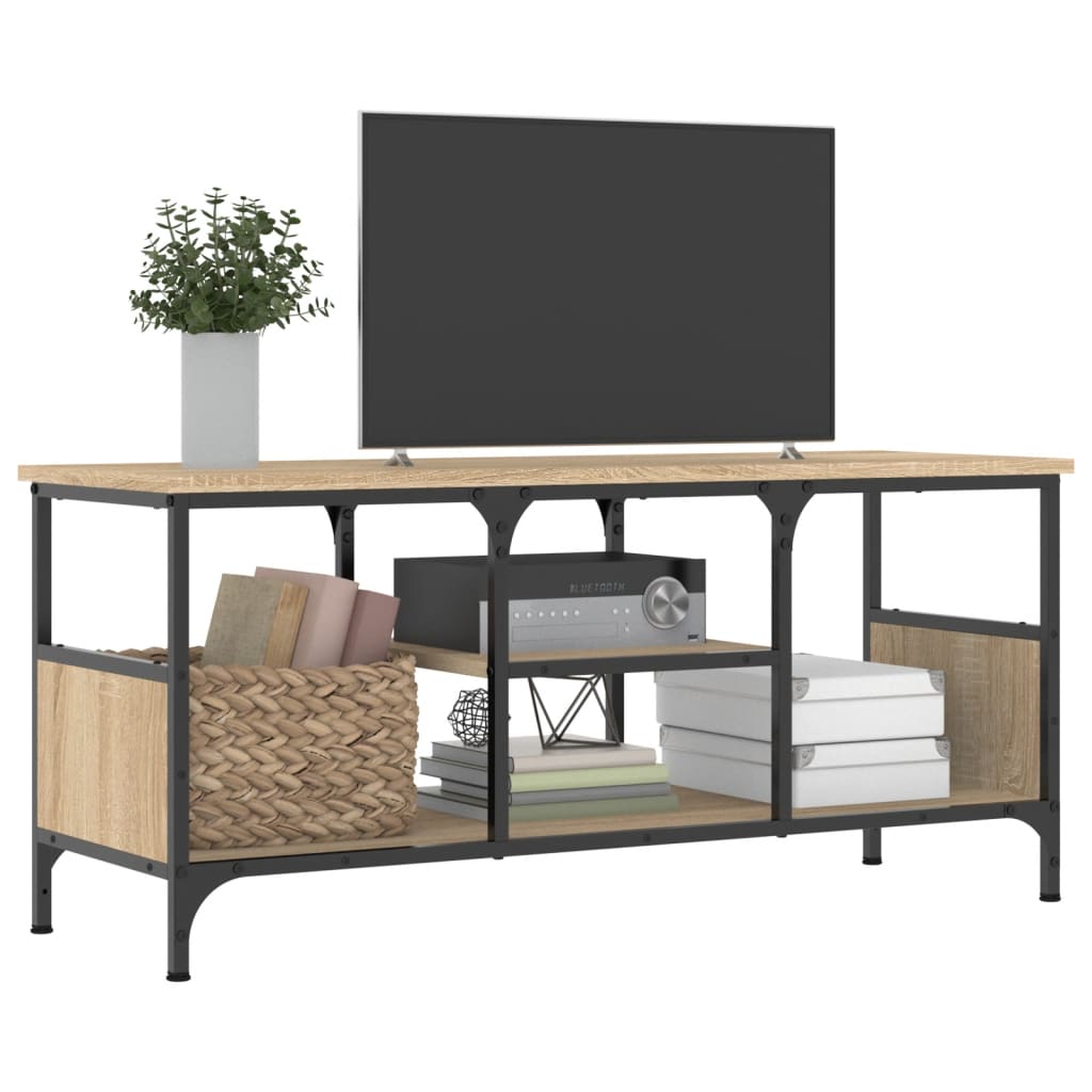 Sonoma tölgy színű szerelt fa és vas TV-szekrény 100x35x45 cm 3