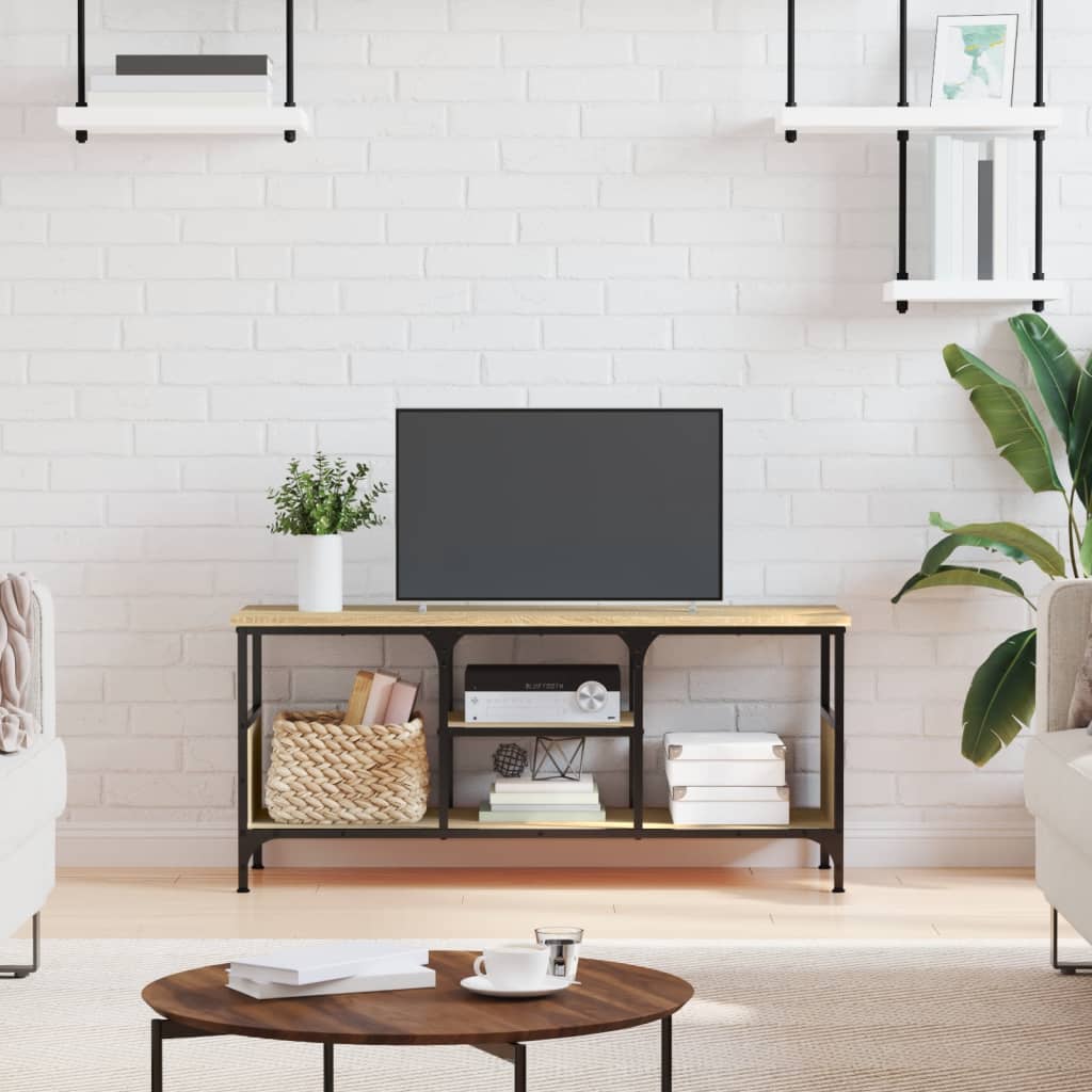 Sonoma tölgy színű szerelt fa és vas TV-szekrény 100x35x45 cm