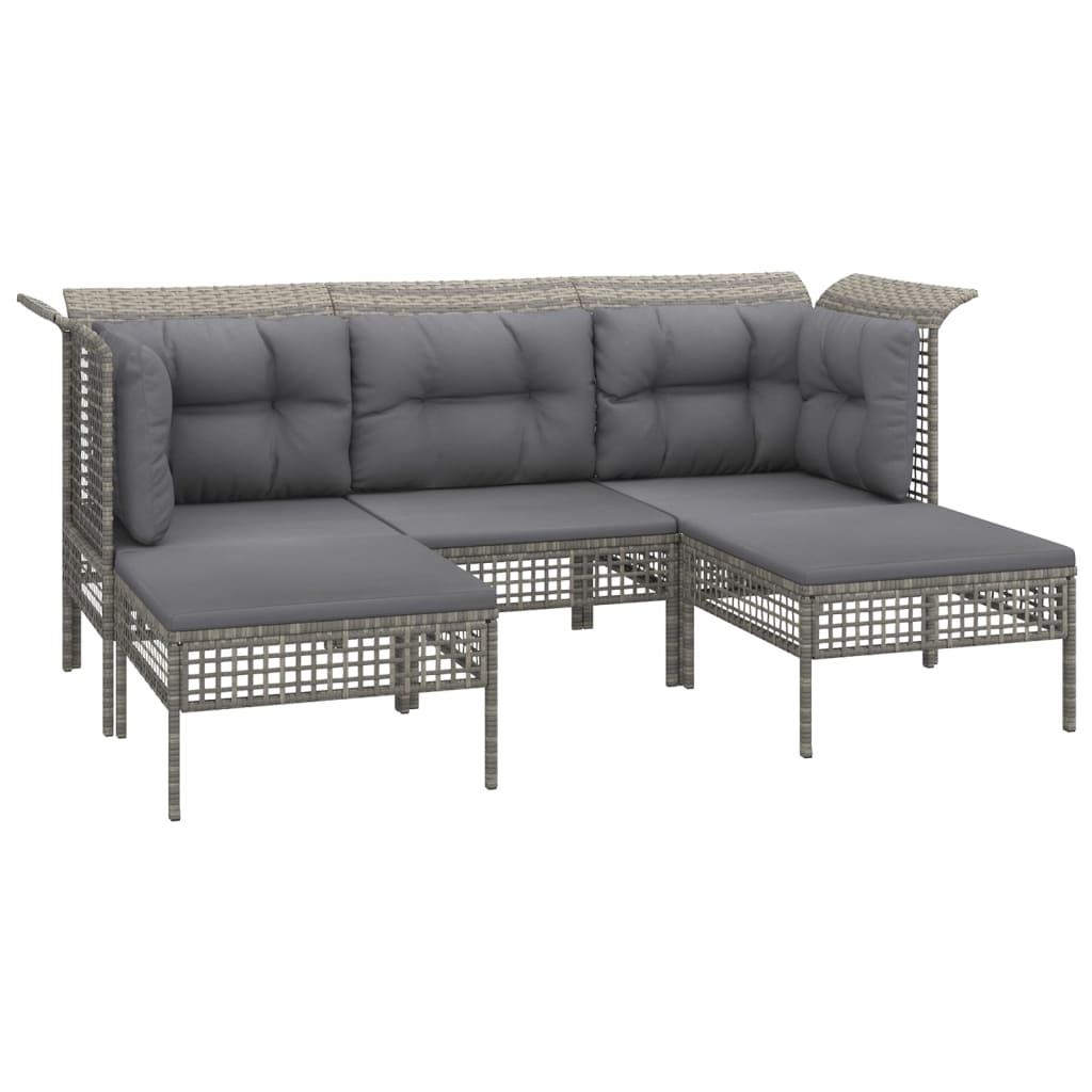 5 részes szürke polyrattan kerti ülőgarnitúra párnákkal 2