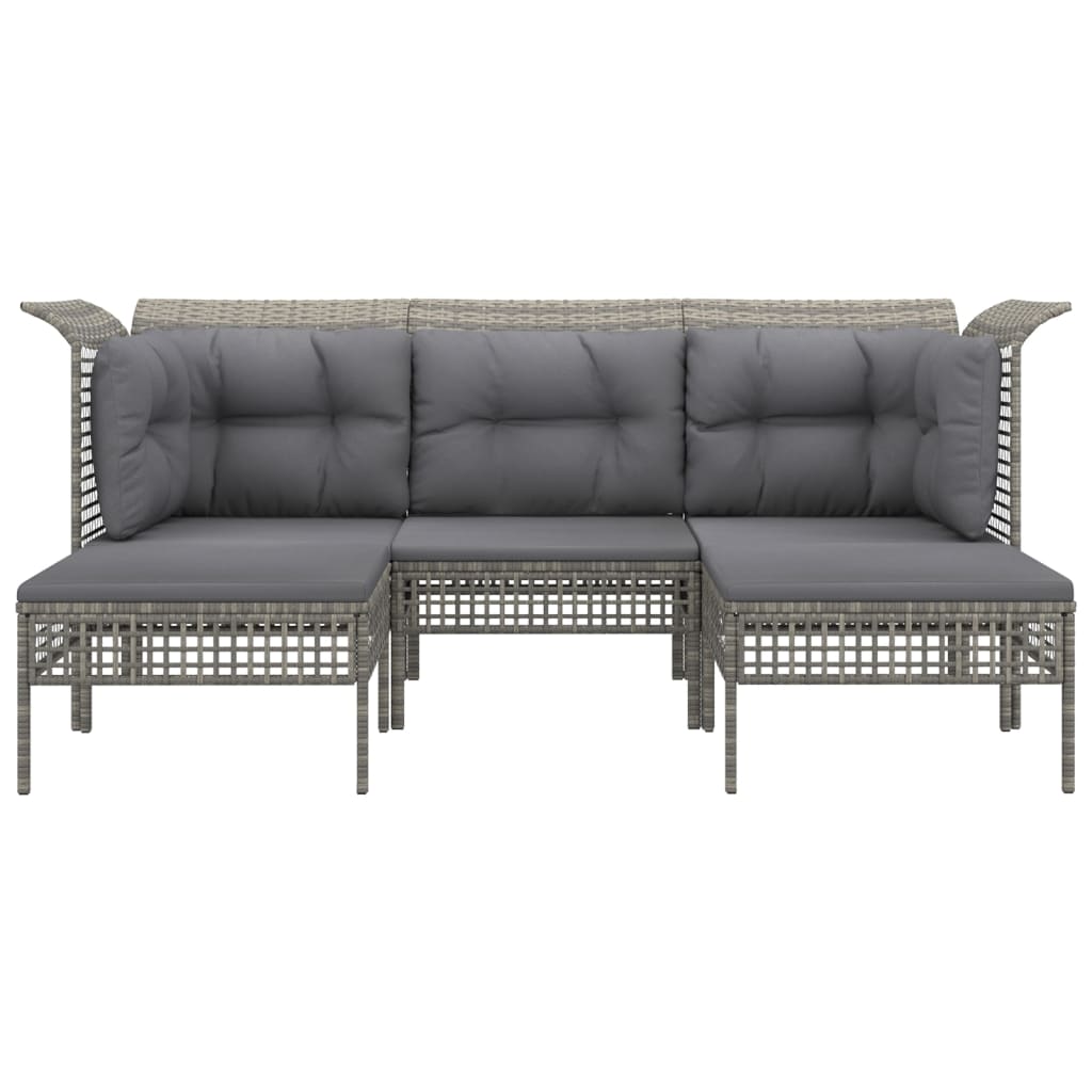 5 részes szürke polyrattan kerti ülőgarnitúra párnákkal 3