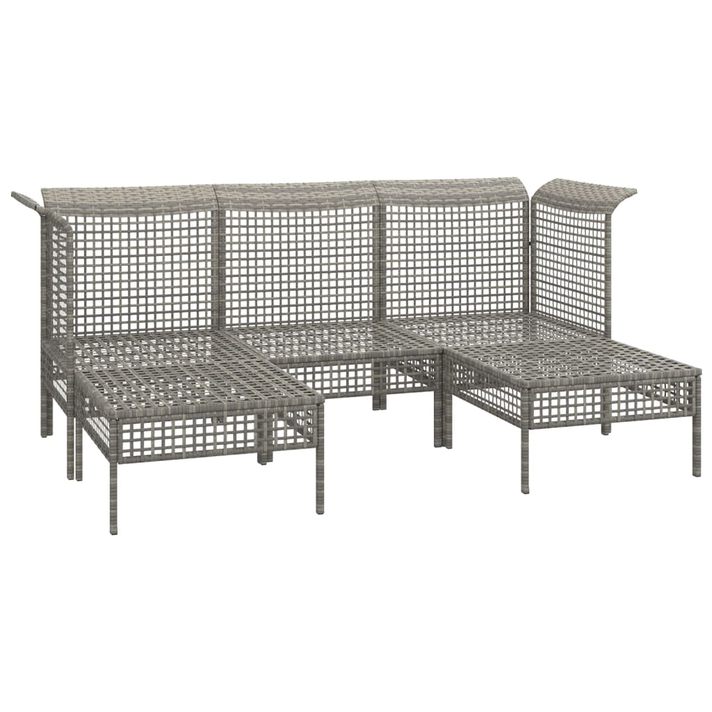 5 részes szürke polyrattan kerti ülőgarnitúra párnákkal 4