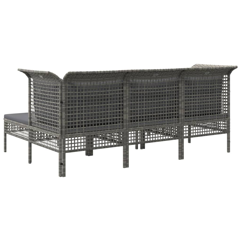 5 részes szürke polyrattan kerti ülőgarnitúra párnákkal 6