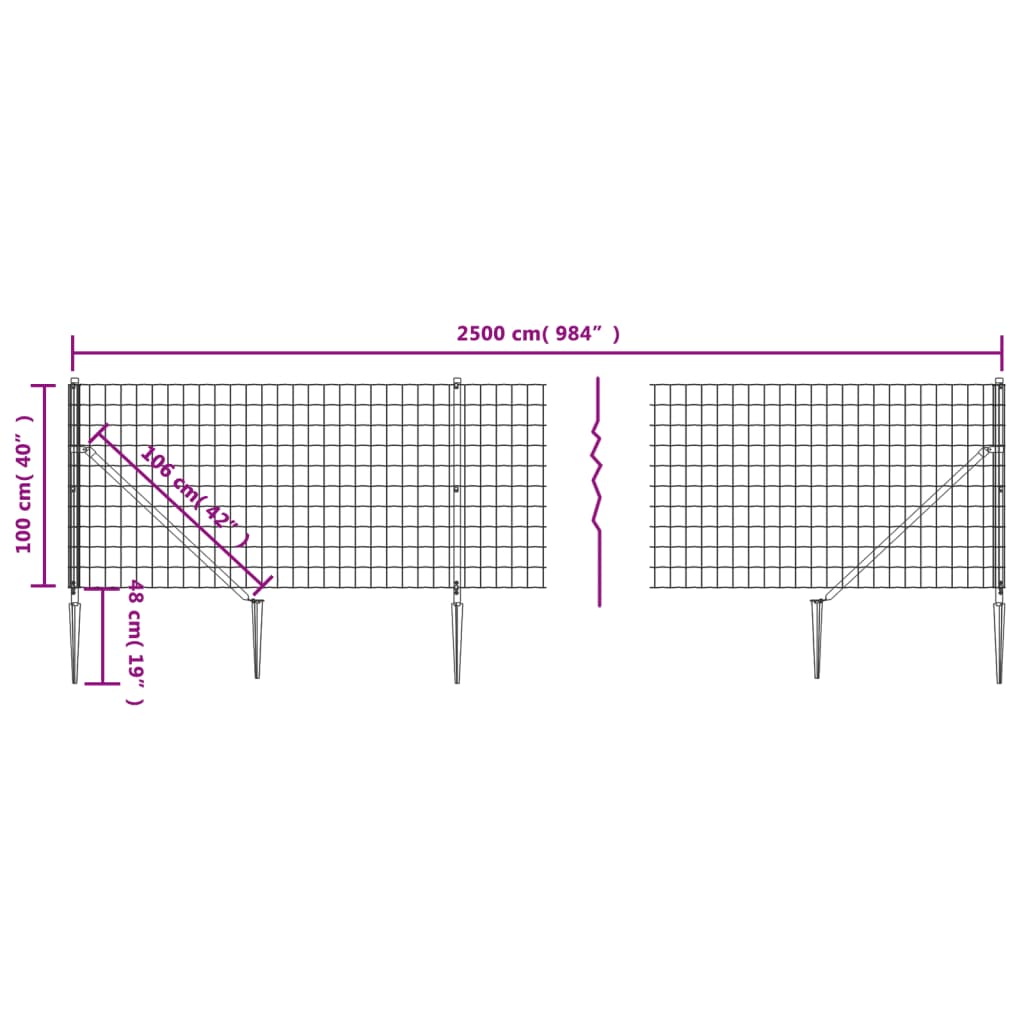 Zöld dróthálós kerítés cövekekkel 1x25 m 5