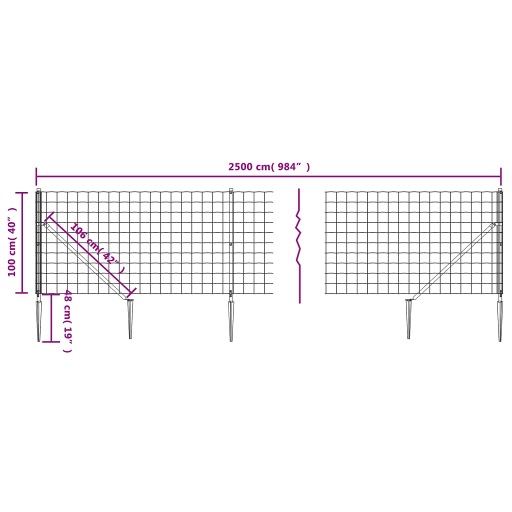 Zöld dróthálós kerítés cövekekkel 1x25 m 5