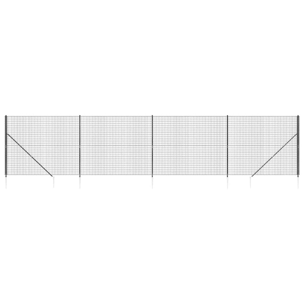 Antracitszürke dróthálós kerítés cövekekkel 1,6x10 m 2