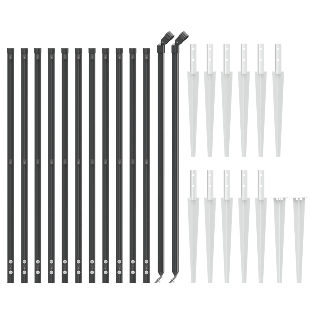 Antracitszürke dróthálós kerítés cövekekkel 1x25 m 3
