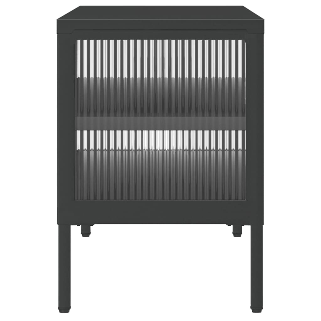 Fekete üveg és acél TV-szekrény 105 x 35 x 50 cm 6