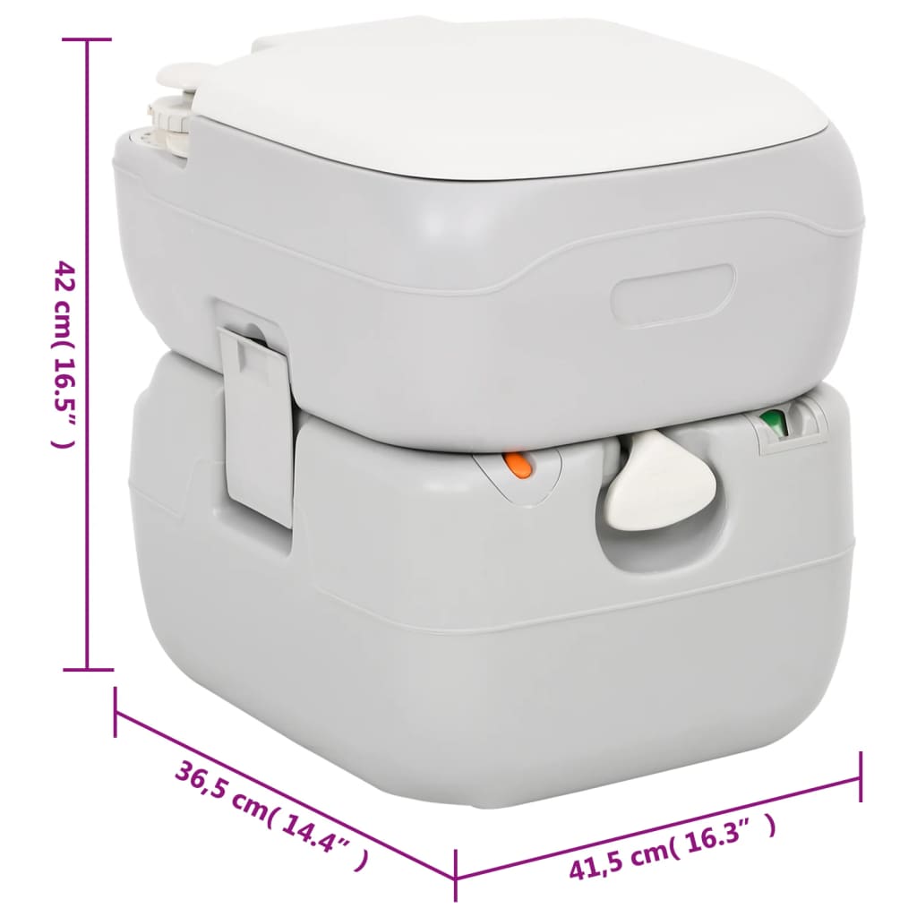 Szürke-fehér HDPE hordozható kemping WC 22+12 L 11