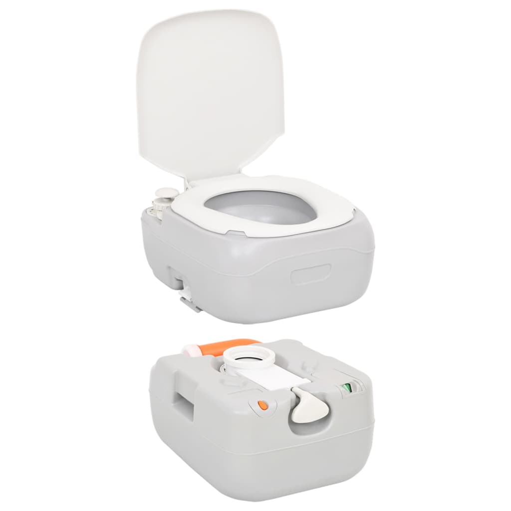 Szürke-fehér HDPE hordozható kemping WC 22+12 L 4