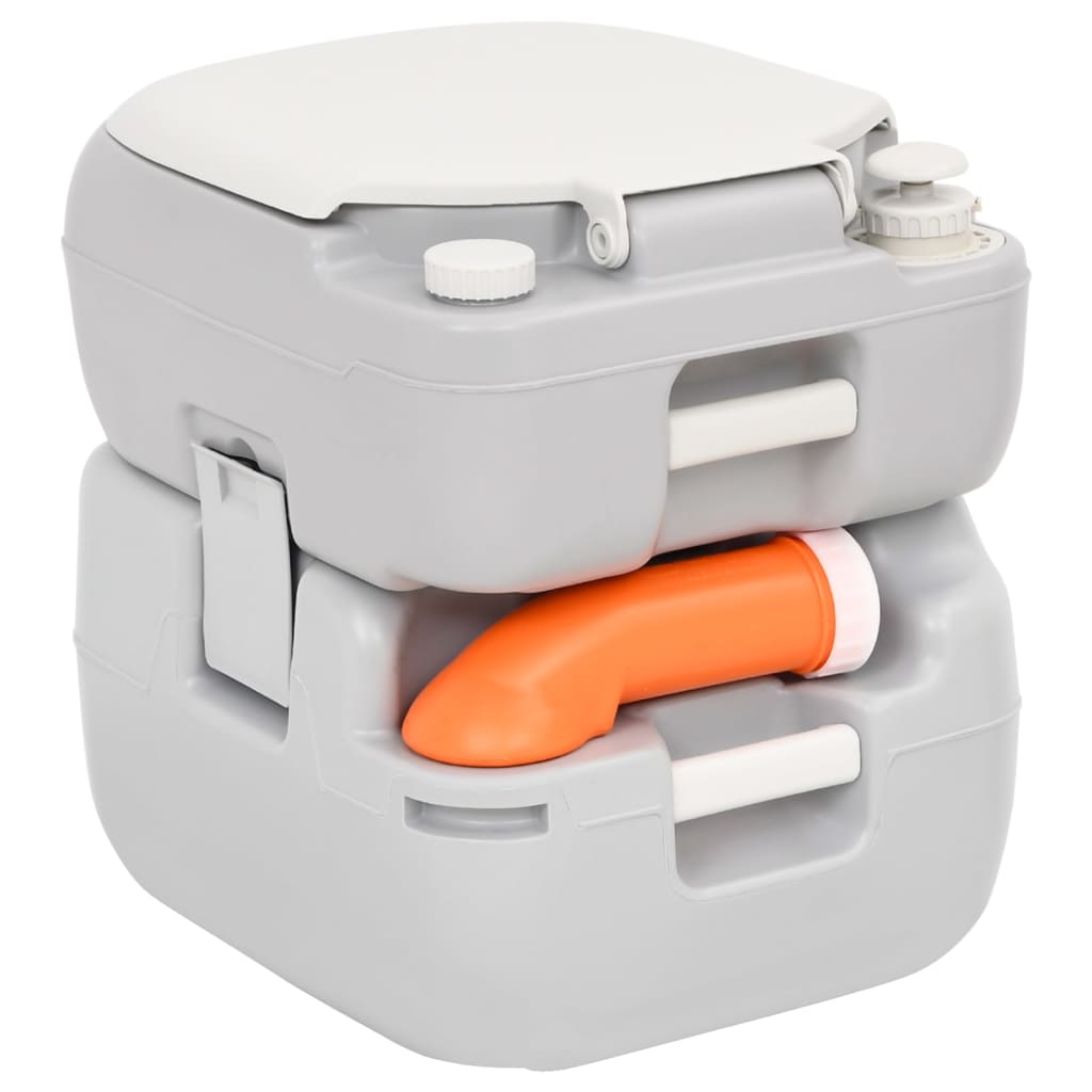 Szürke-fehér HDPE hordozható kemping WC 22+12 L 5