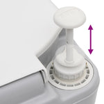Szürke-fehér HDPE hordozható kemping WC 22+12 L 7