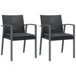 2 db fekete polyrattan kerti szék párnával 56,5 x 57 x 83 cm 2